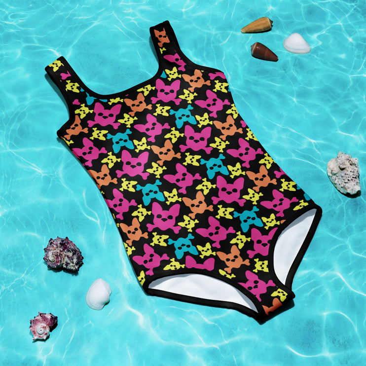 Kids Neon Rainbow One Piece Swimsuit