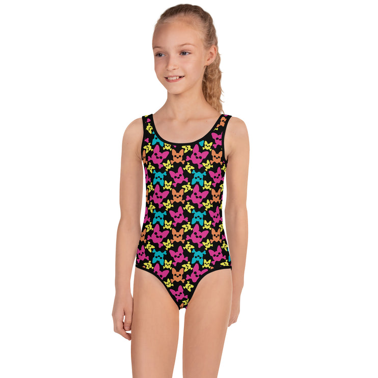 Kids Neon Rainbow One Piece Swimsuit