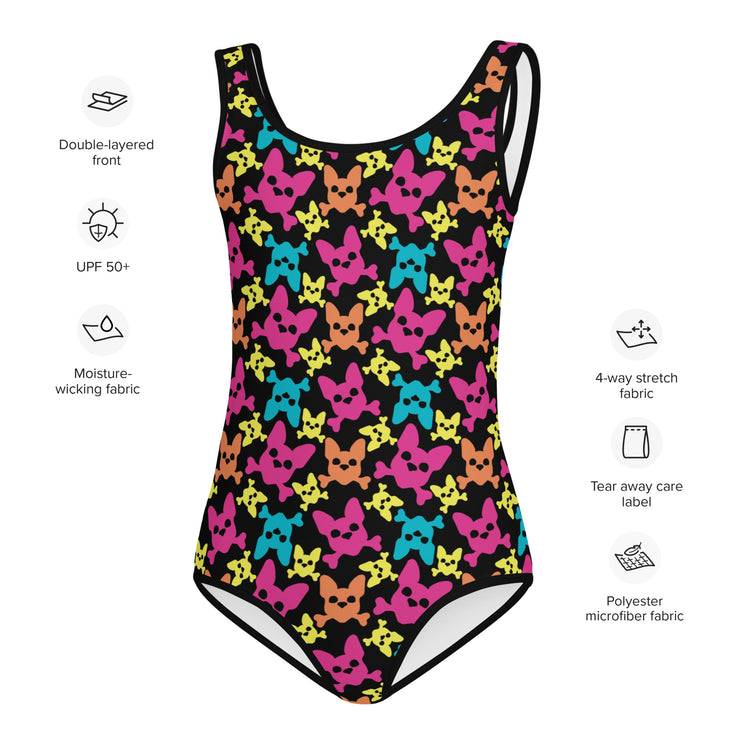 Kids Neon Rainbow One Piece Swimsuit