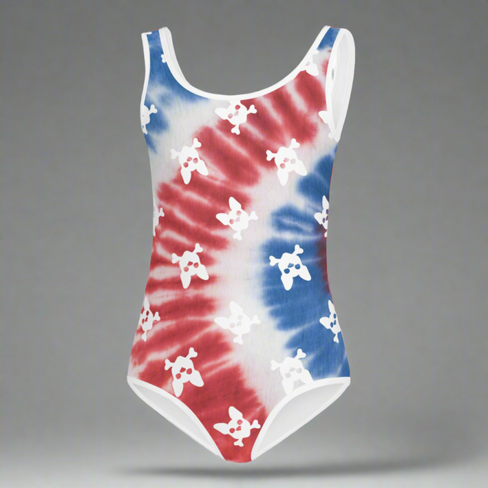 Red White and Blue Tie Dye Kids Swimsuit