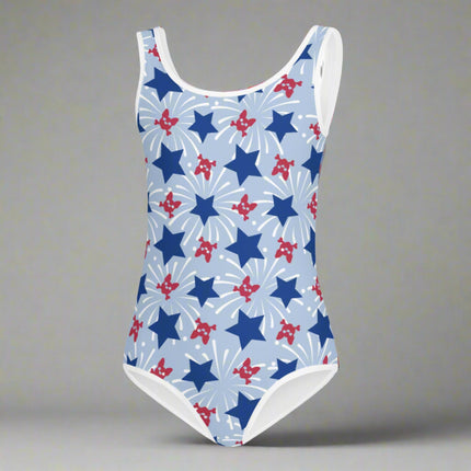 Red White and Blue Fireworks Kids Swimsuit