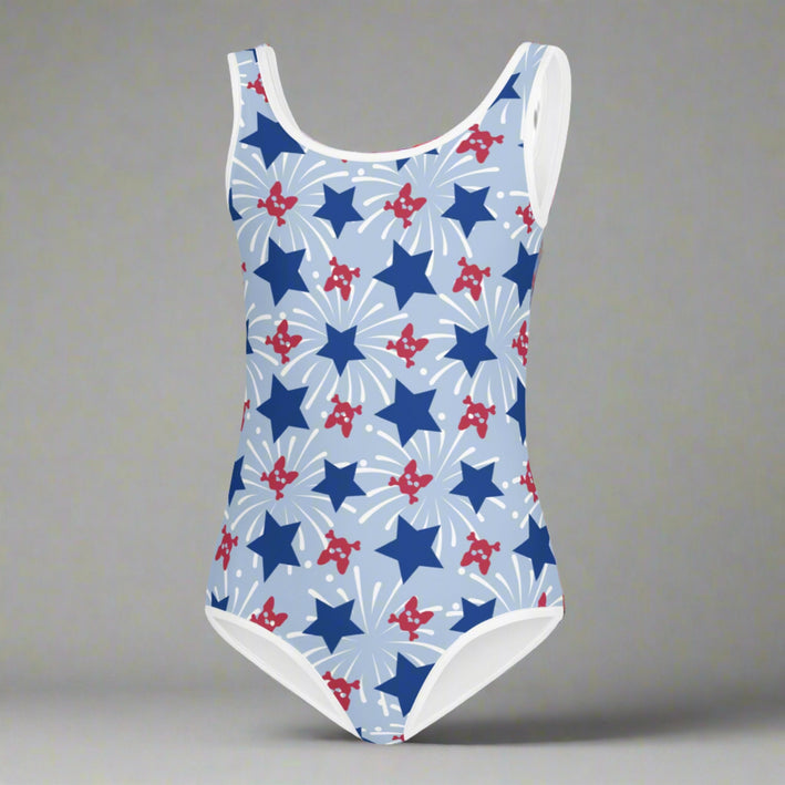 Red White and Blue Fireworks Kids Swimsuit