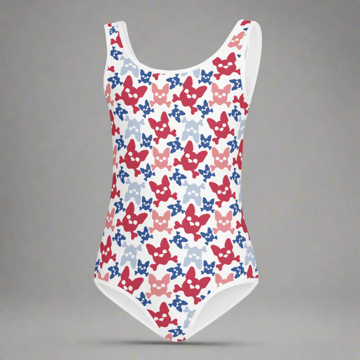 Red White and Blue All Over Kids Swimsuit