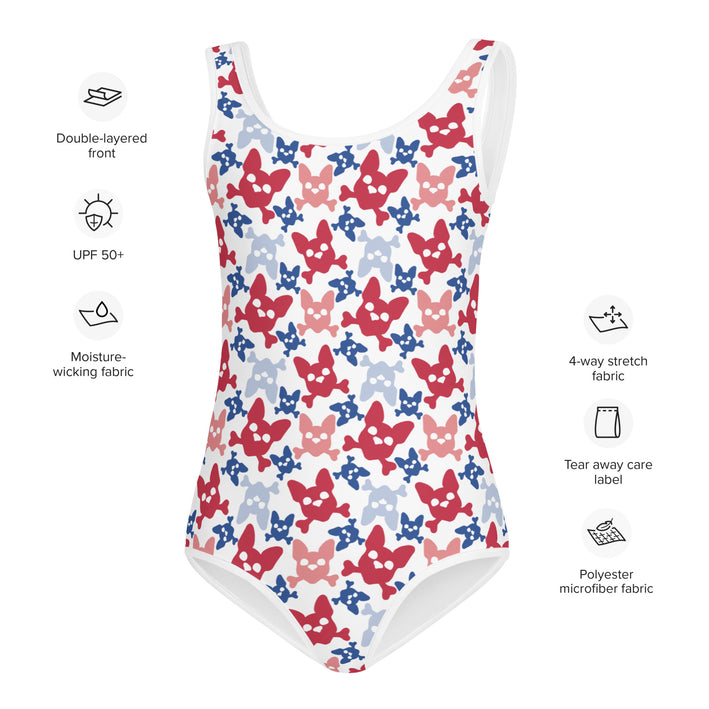 Red White and Blue All Over Kids Swimsuit