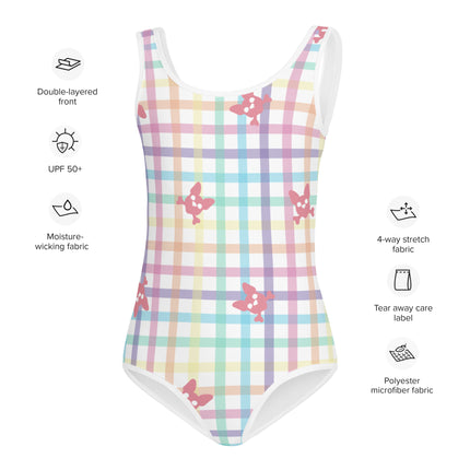 Rainbow Plaid Kids Swimsuit