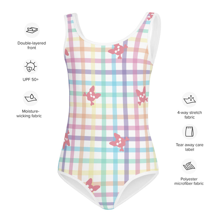 Rainbow Plaid Kids Swimsuit