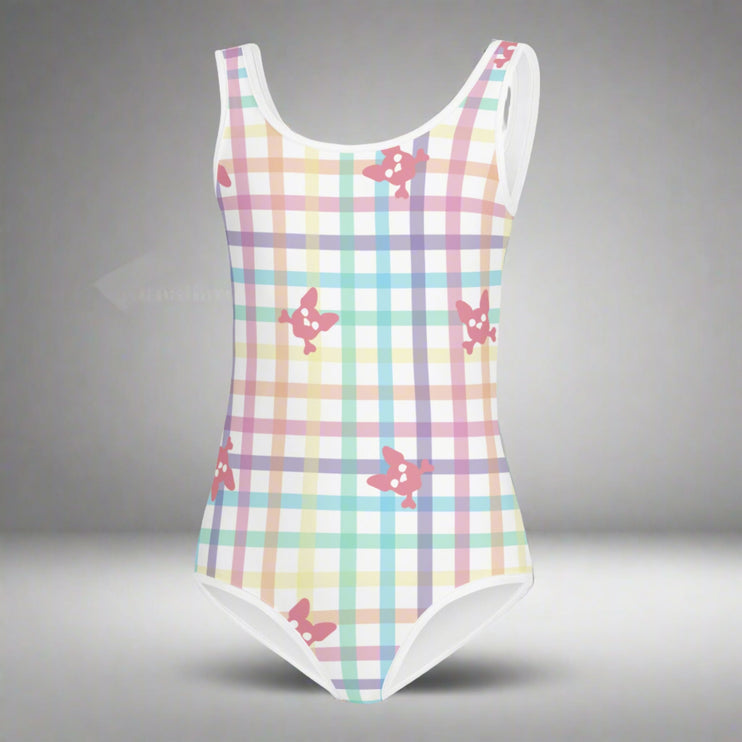 Rainbow Plaid Kids Swimsuit