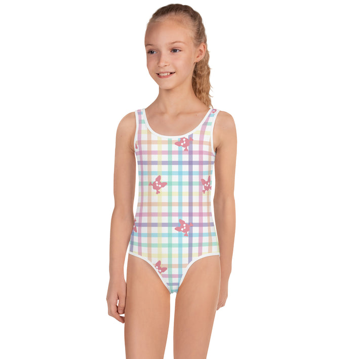 Rainbow Plaid Kids Swimsuit