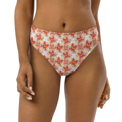 Women's Mandarin Orange High-Waisted Bikini Bottom