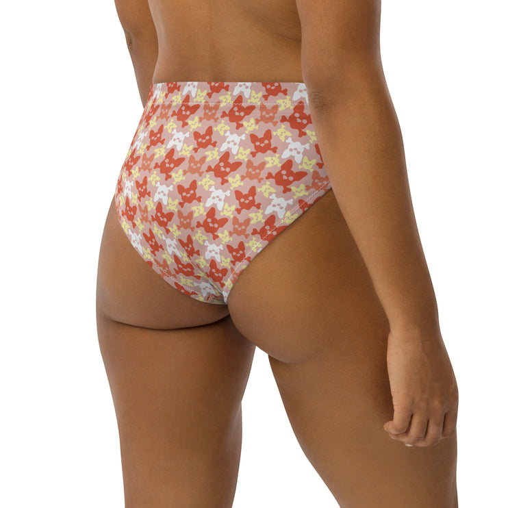 Women's Mandarin Orange High-Waisted Bikini Bottom