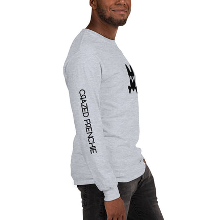 Men’s Long Sleeve Graphic Shirt- Grey, White