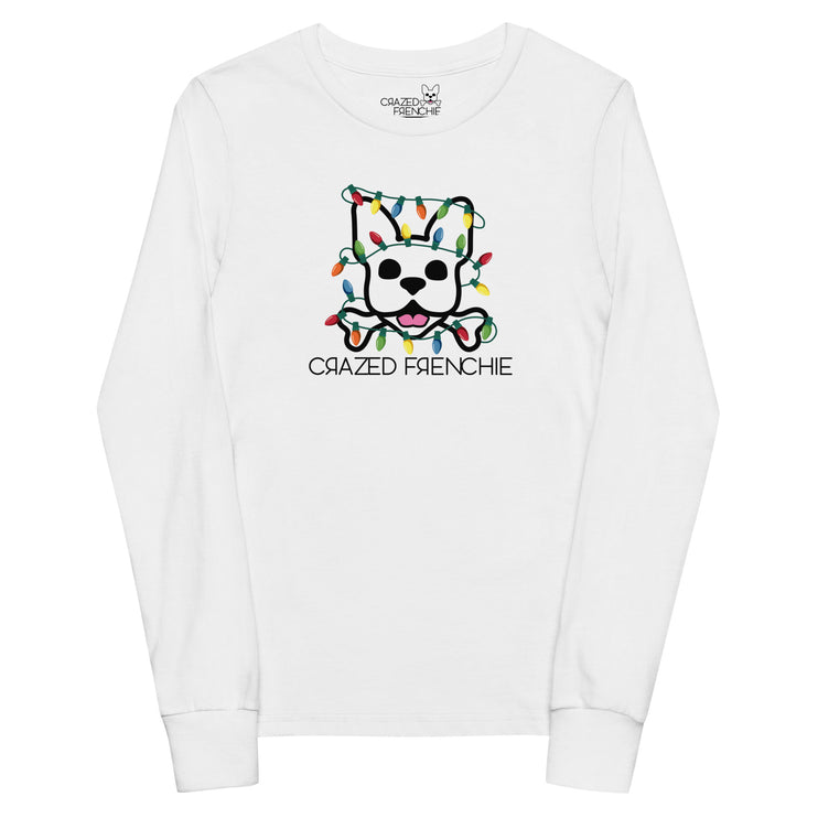 Kids Long Sleeve Crazed in Lights-white